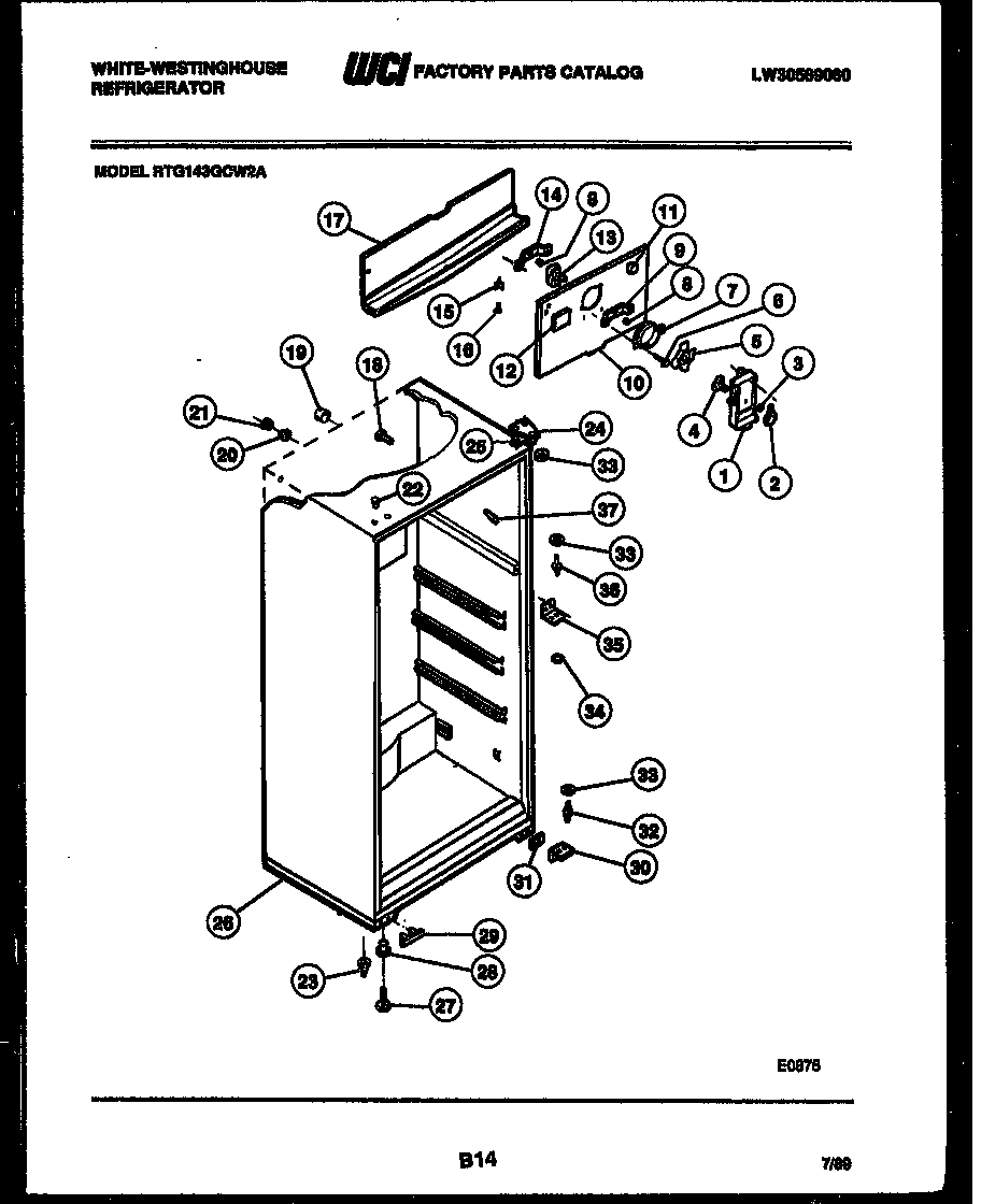 White-Westinghouse RTG143GCH2A cabinet parts diagram