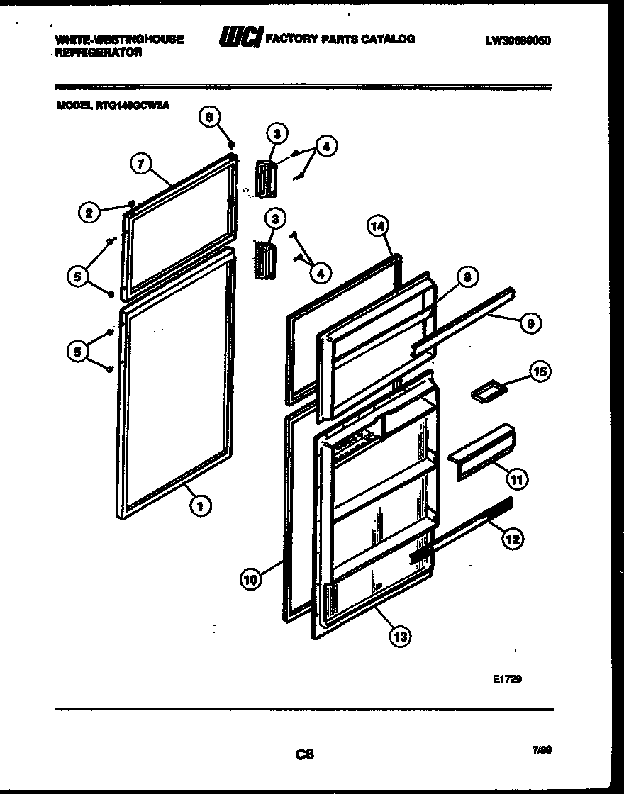White-Westinghouse RTG140GCV2A door parts diagram