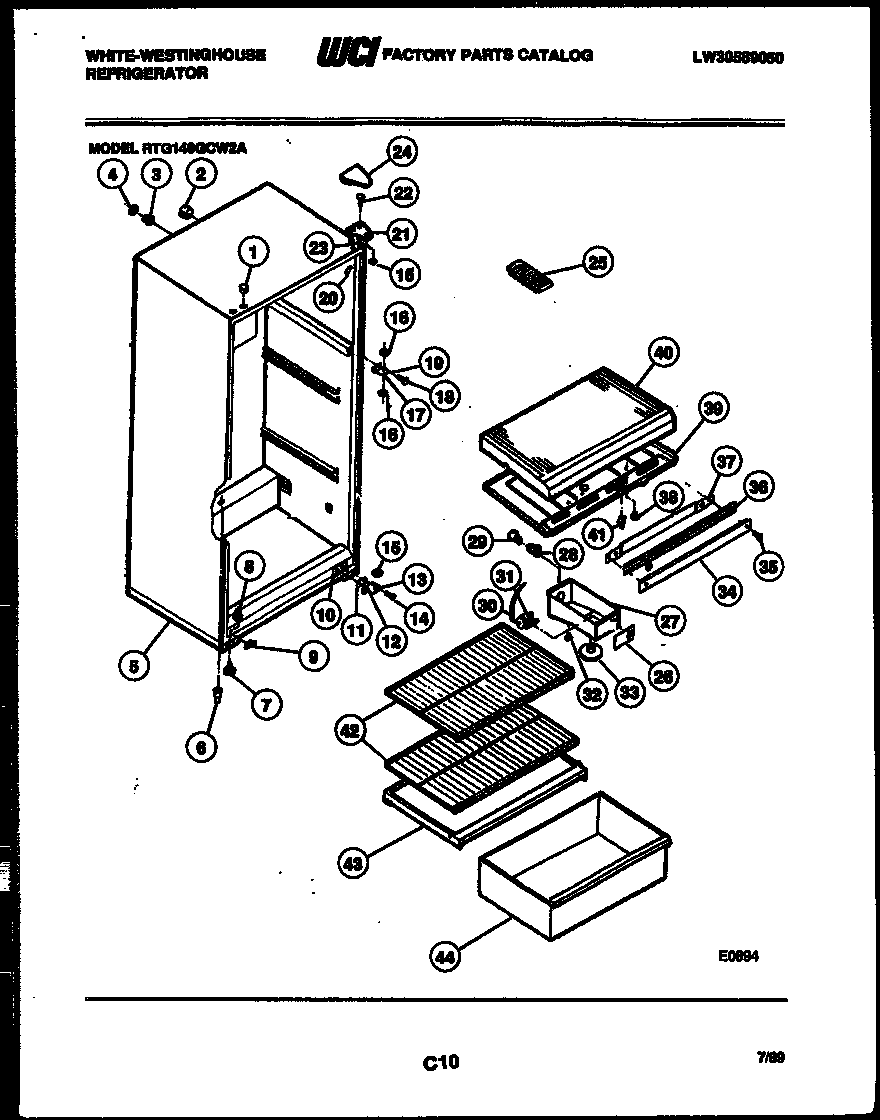 White-Westinghouse RTG140GCV2A cabinet parts diagram