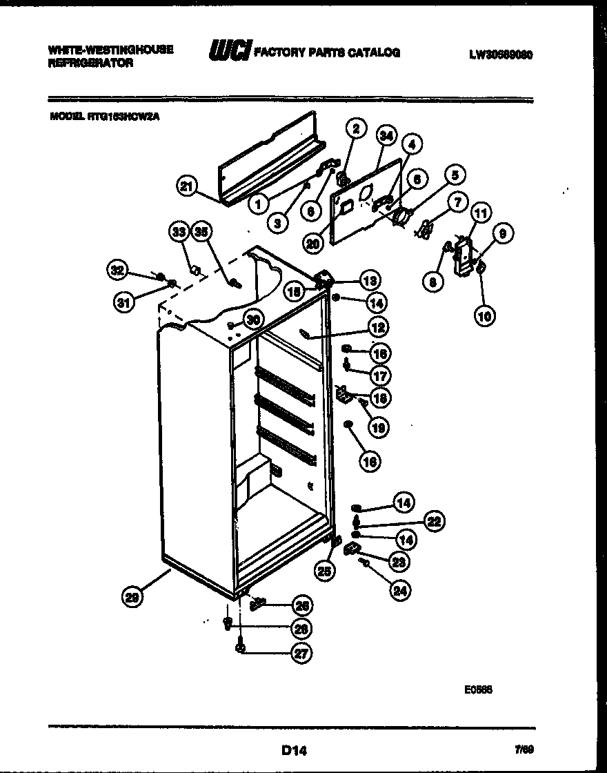 White-Westinghouse RTG153HCF2A cabinet parts diagram