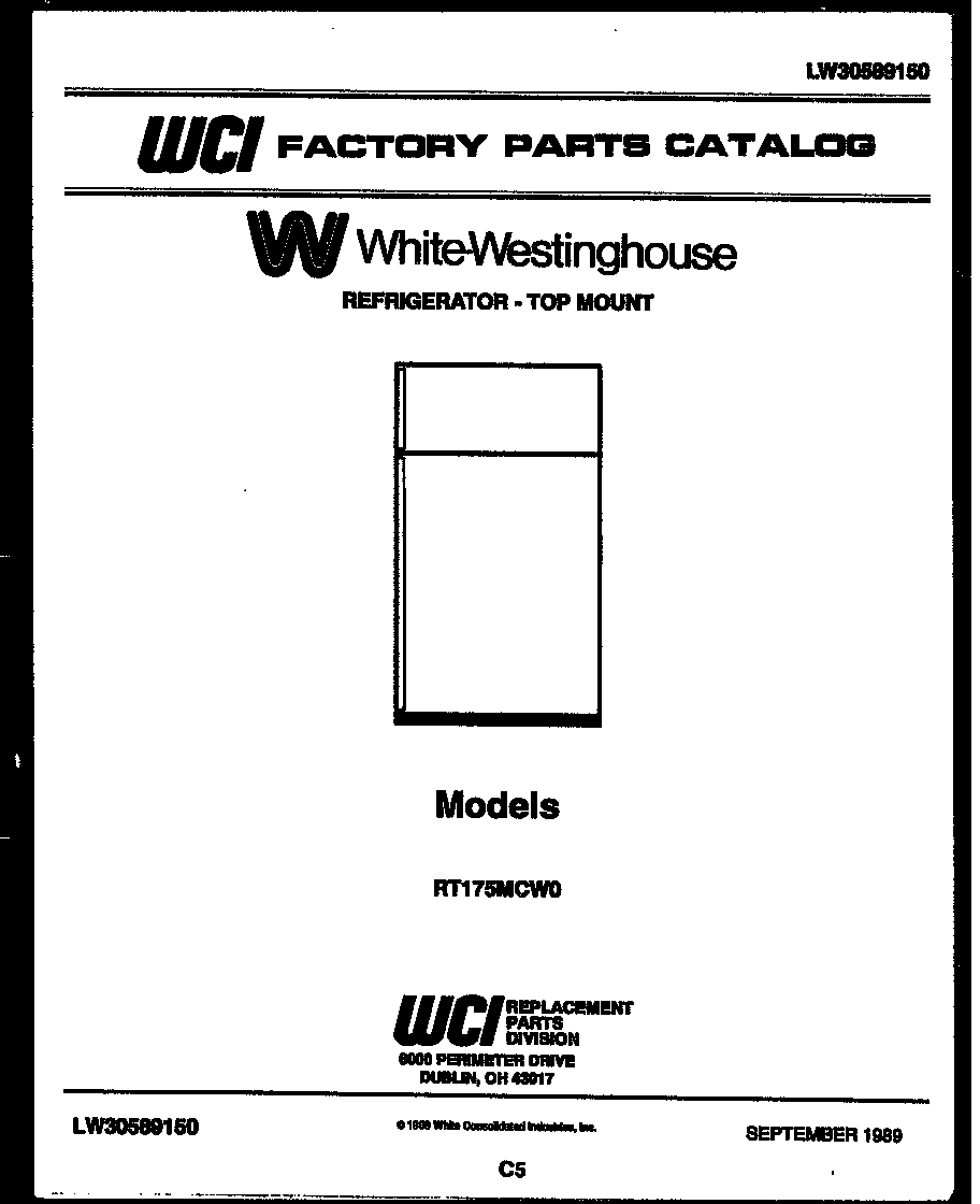 White-Westinghouse RT175MCV0 cover page diagram