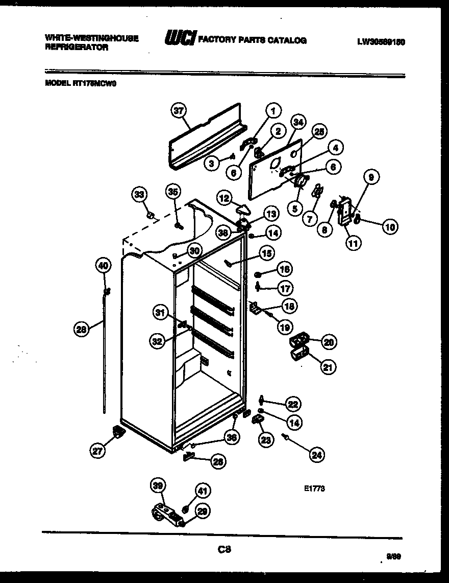 White-Westinghouse RT175MCV0 cabinet parts diagram
