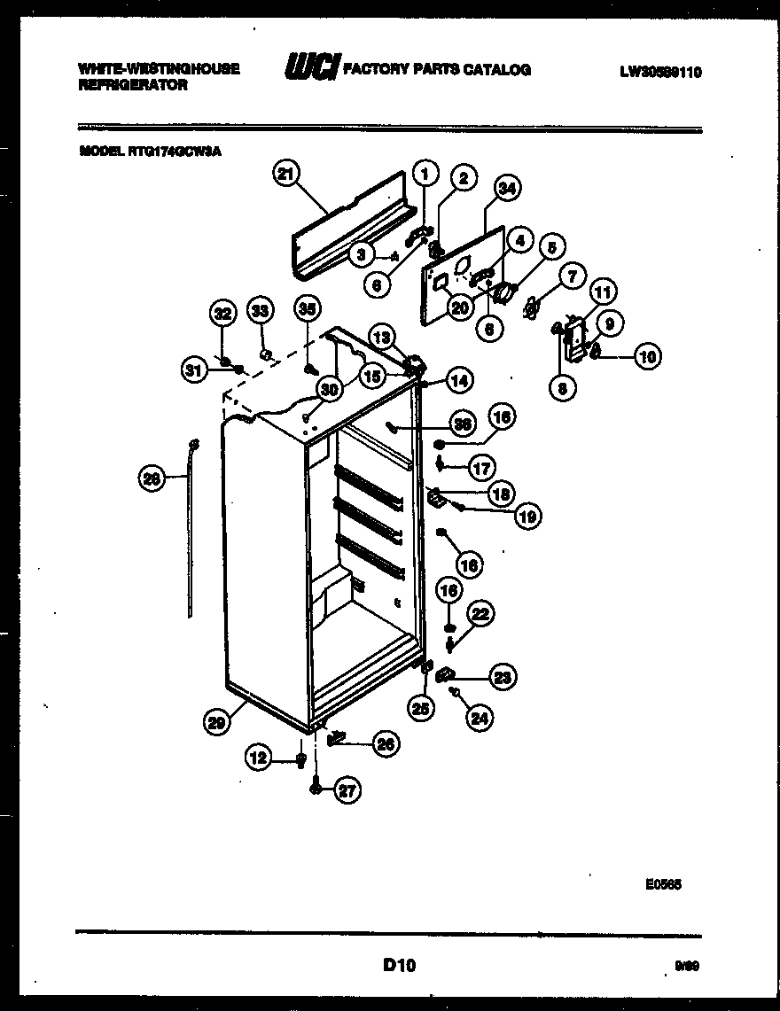 White-Westinghouse RTG174GCV3A cabinet parts diagram