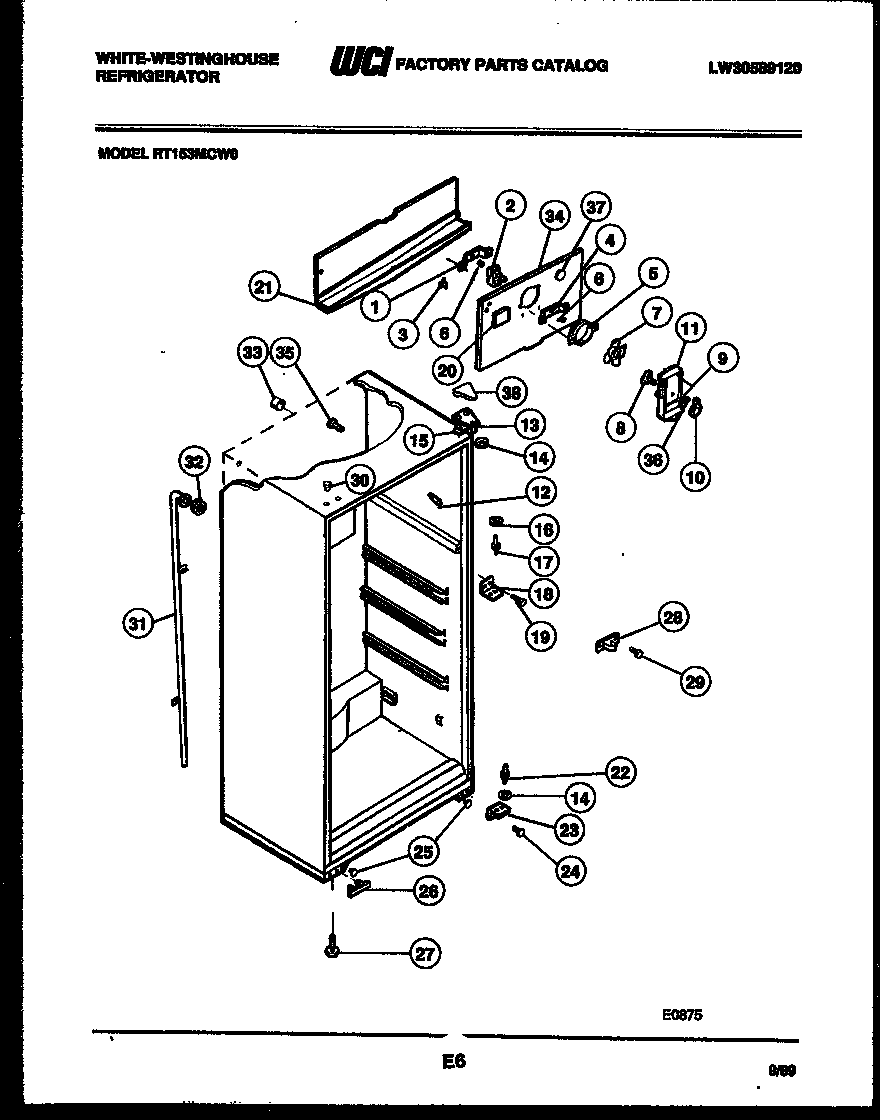 White-Westinghouse RT153MCH0 cabinet parts diagram