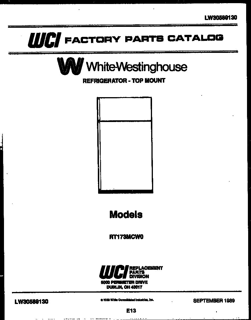 White-Westinghouse RT173MCD0 cover page diagram