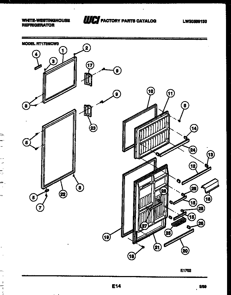 White-Westinghouse RT173MCD0 door parts diagram