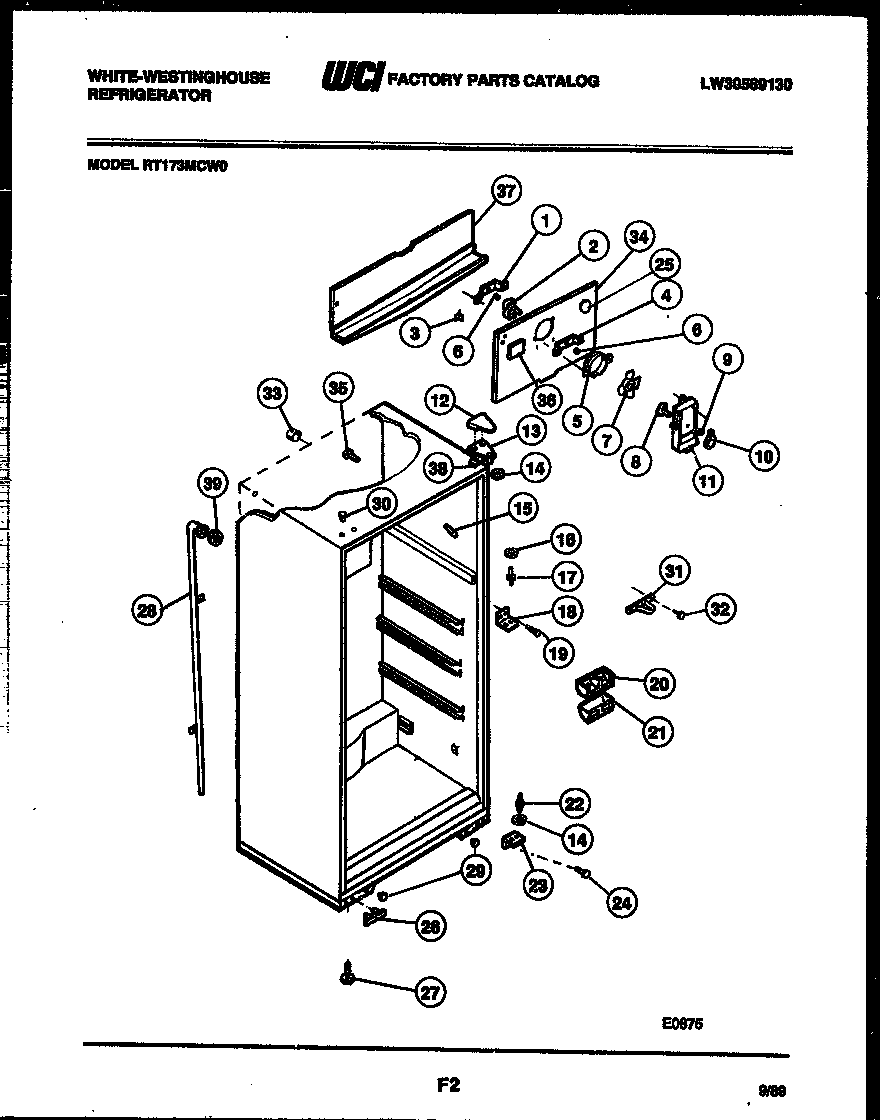 White-Westinghouse RT173MCD0 cabinet parts diagram