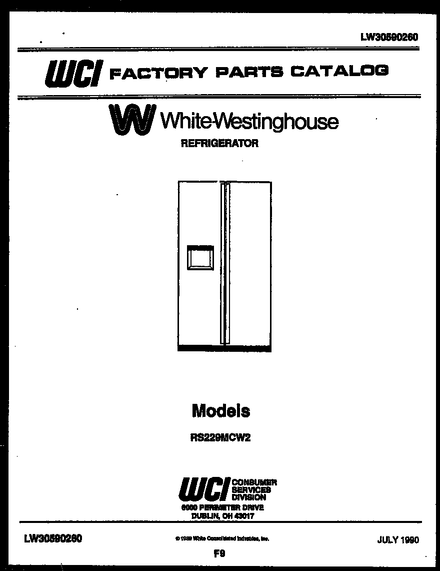 White-Westinghouse RS229MCH2 front cover diagram