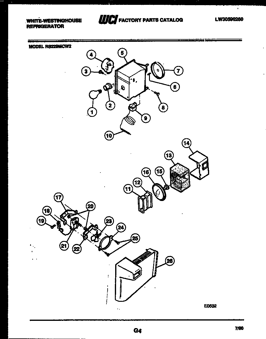 White-Westinghouse RS229MCH2 refrigerator control assembly, damper control assembly and f diagram