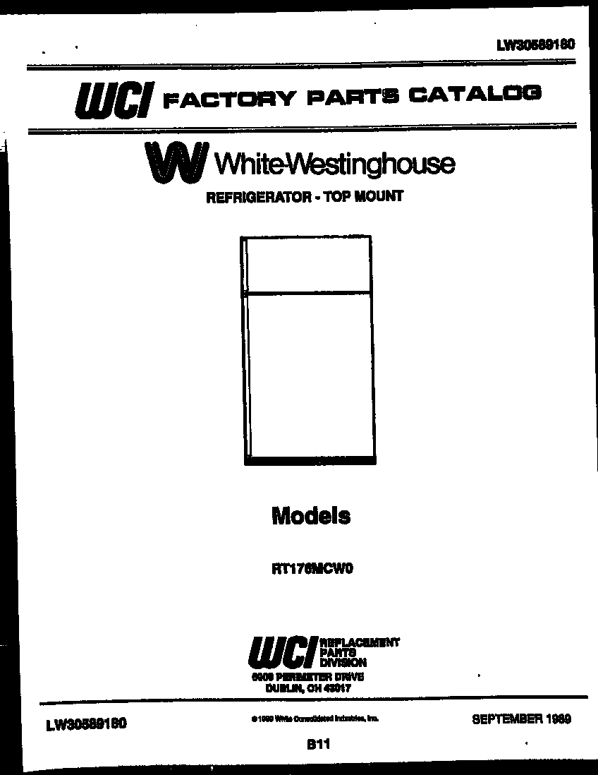 White-Westinghouse RT176MCH0 cover page diagram