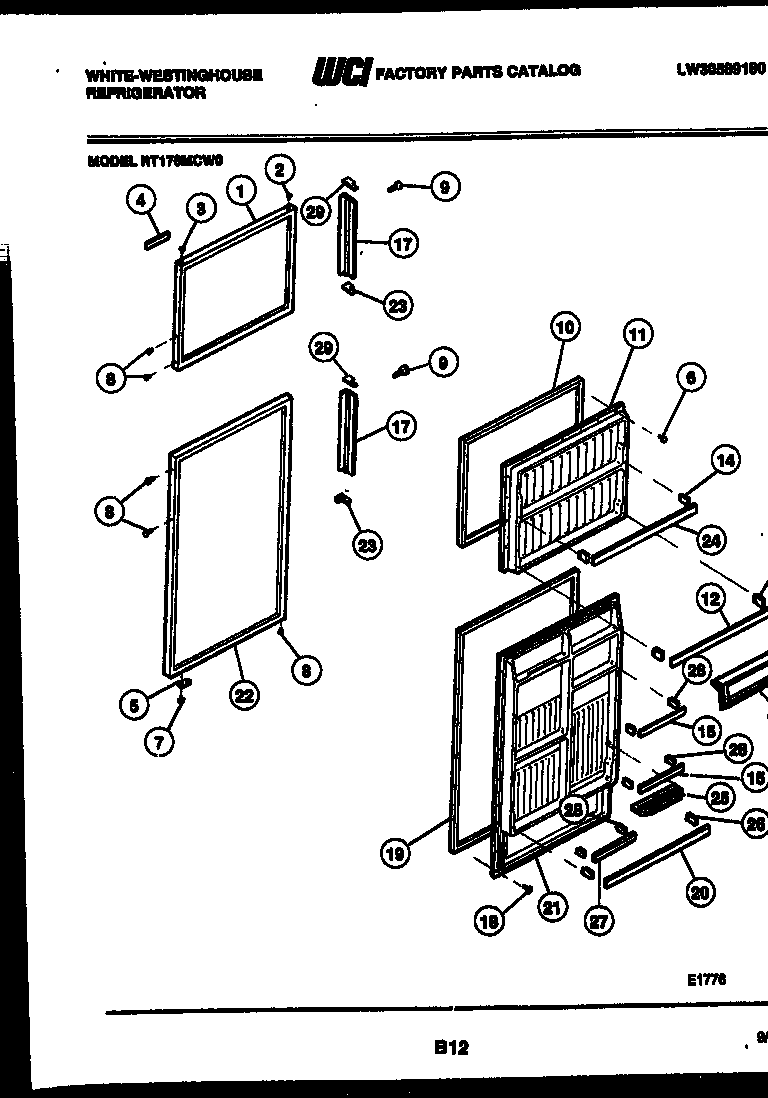 White-Westinghouse RT176MCH0 door parts diagram