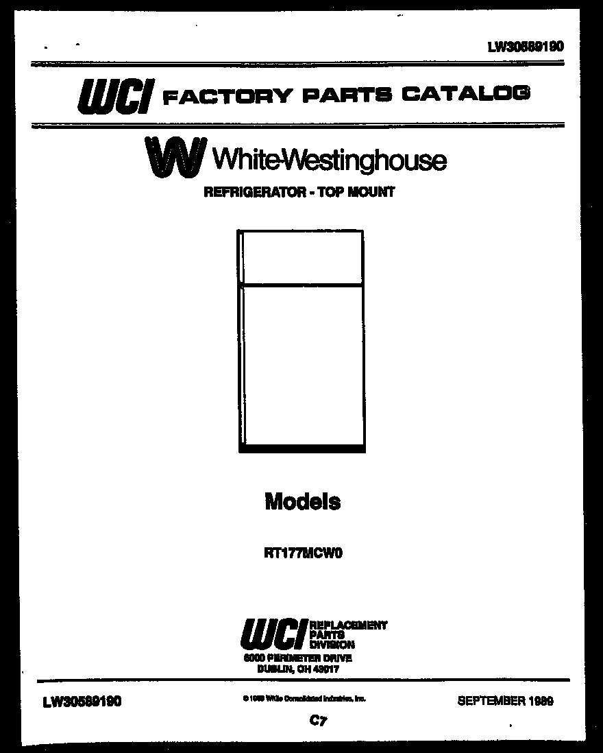 White-Westinghouse RT177MCV0 cover page diagram