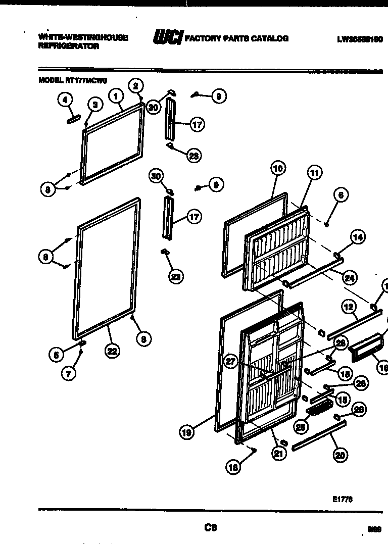 White-Westinghouse RT177MCV0 door parts diagram