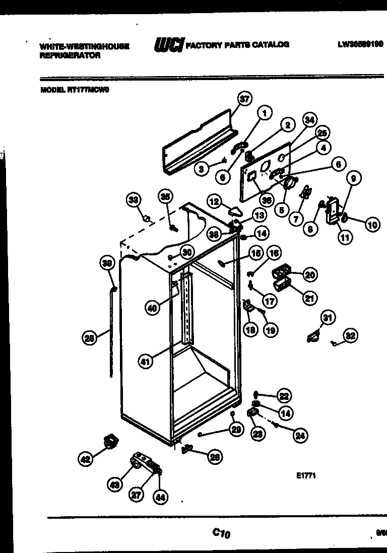 White-Westinghouse RT177MCV0 cabinet parts diagram