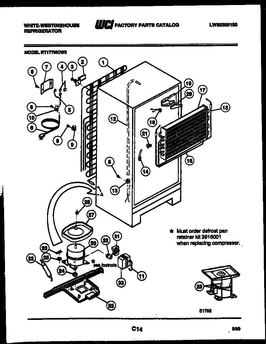 White-Westinghouse RT177MCV0 system and automatic defrost parts diagram