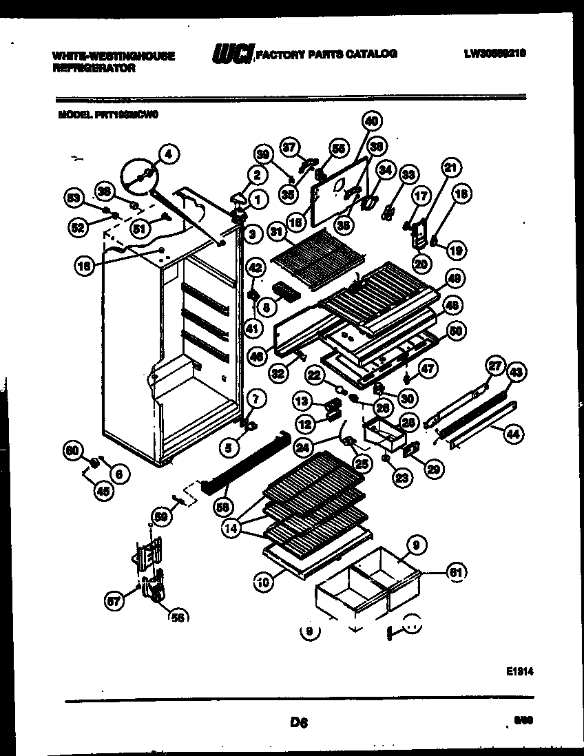 White-Westinghouse PRT193MCV0 cabinet parts diagram