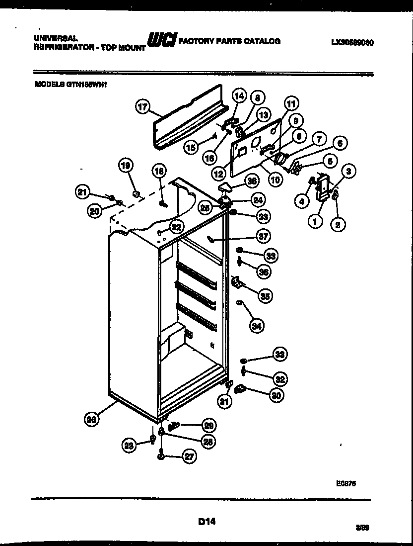 Gibson GTN155AH1 cabinet parts diagram