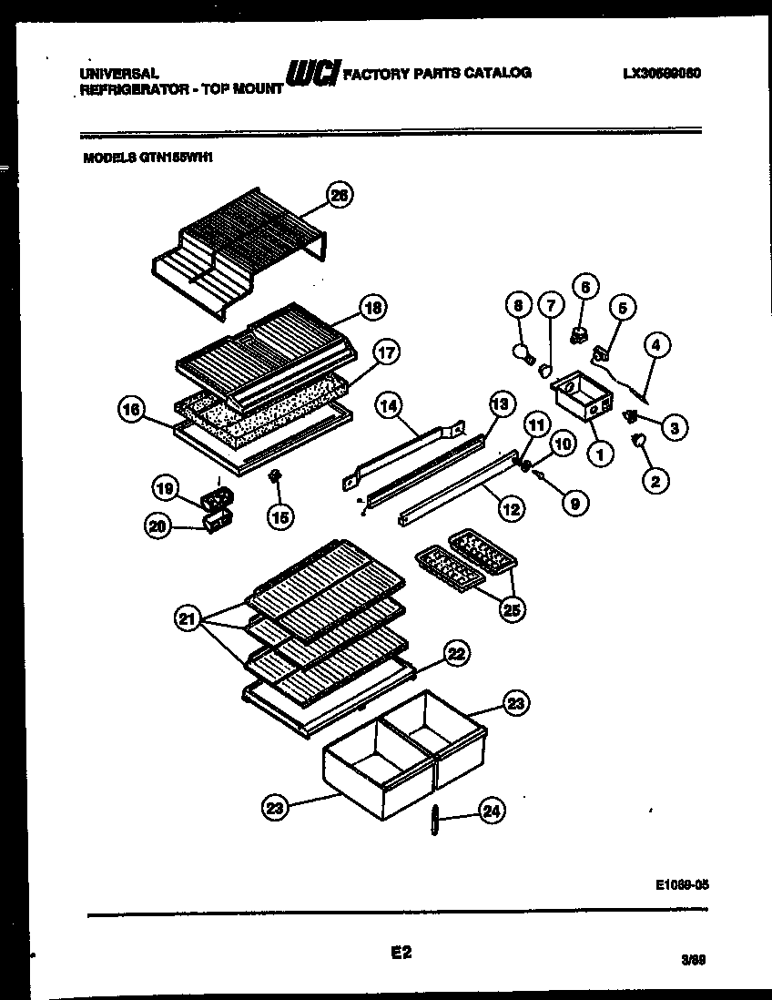 Gibson GTN155AH1 shelves and supports diagram