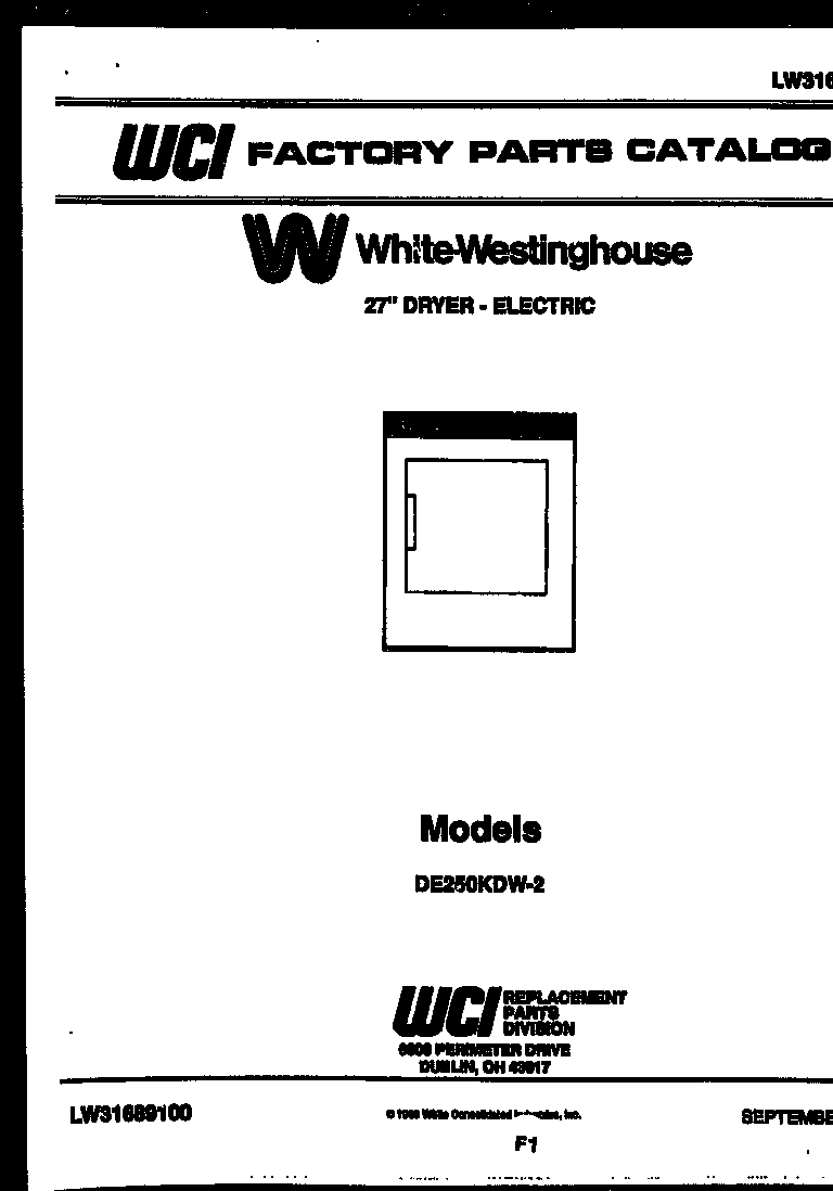 White-Westinghouse DE250KDD2 null diagram