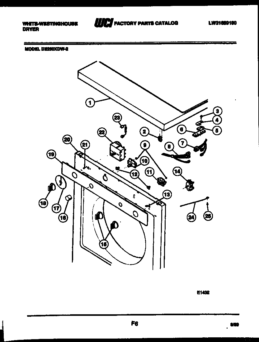 White-Westinghouse DE250KDD2 door and installation parts diagram
