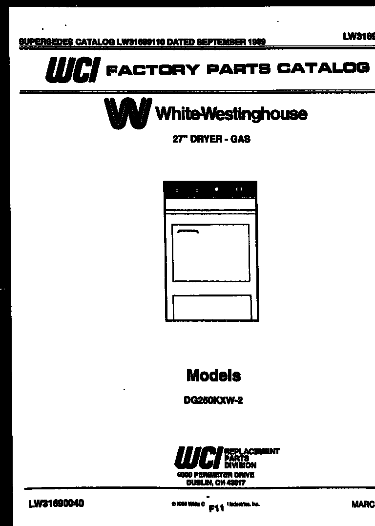 White-Westinghouse DG250KXW2 null diagram