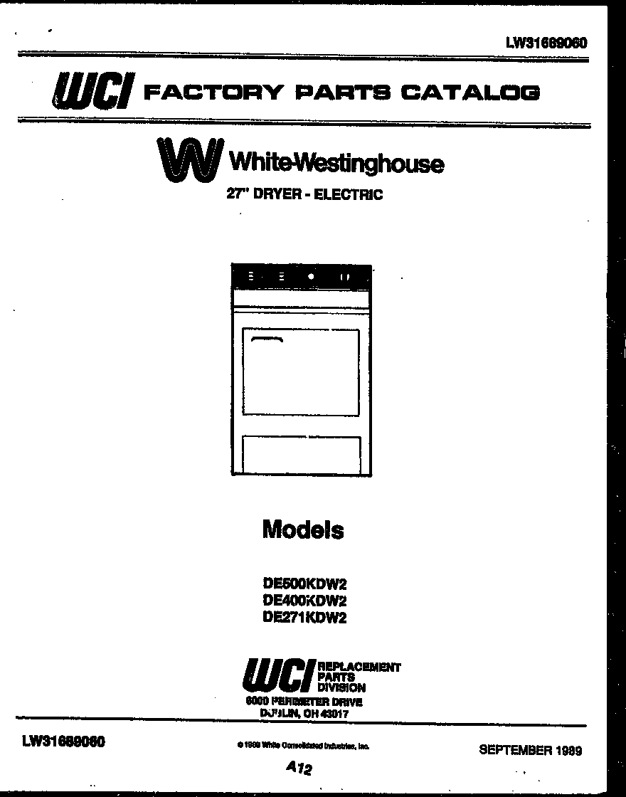 White-Westinghouse DE500KDD2 null diagram