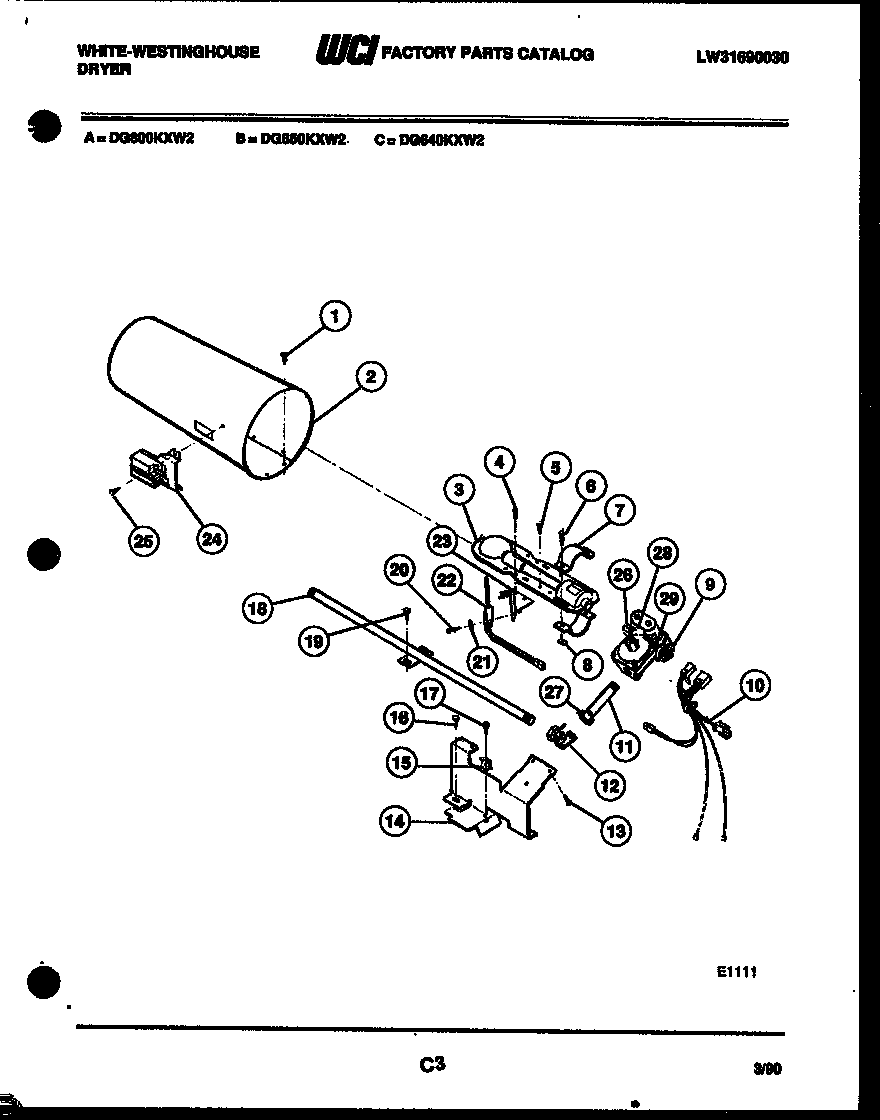 White-Westinghouse DG800KXH2 burner, igniter and valve diagram