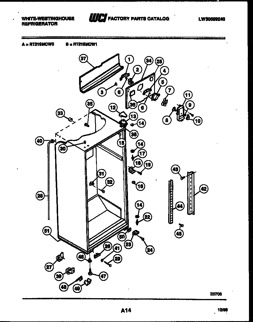 White-Westinghouse RT219MCW0 cabinet parts diagram
