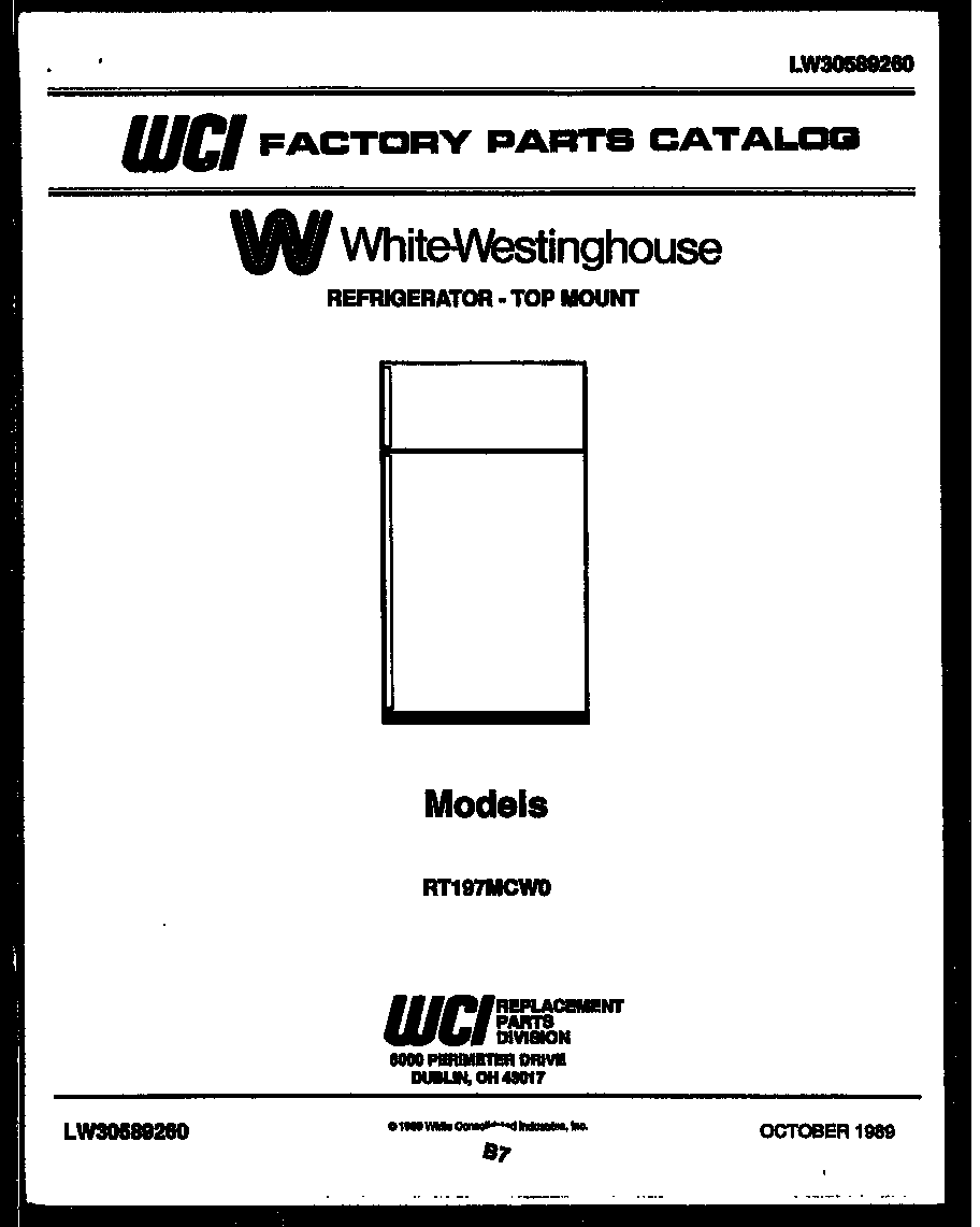 White-Westinghouse RT197MCV0 cover page diagram