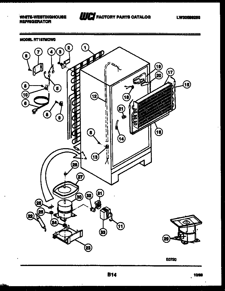 White-Westinghouse RT197MCV0 system and automatic defrost parts diagram