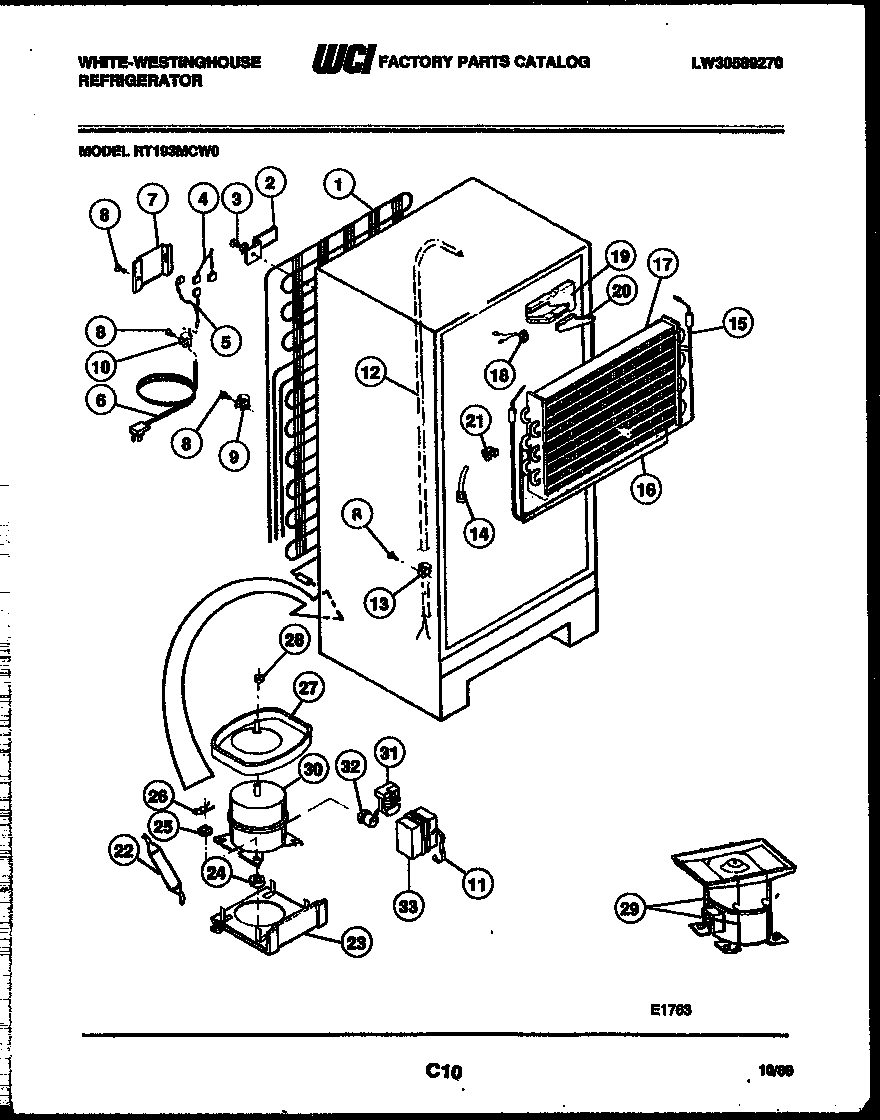 White-Westinghouse RT193MCV0 system and automatic defrost parts diagram