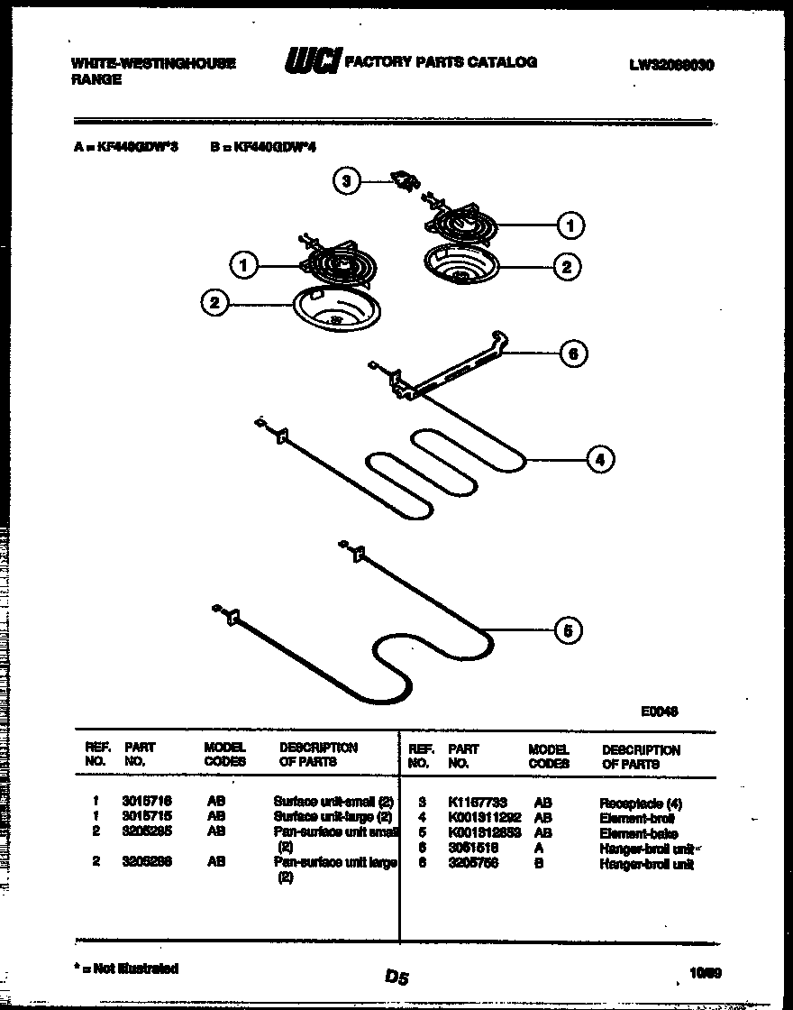 White-Westinghouse KF440GDH3 broiler parts diagram