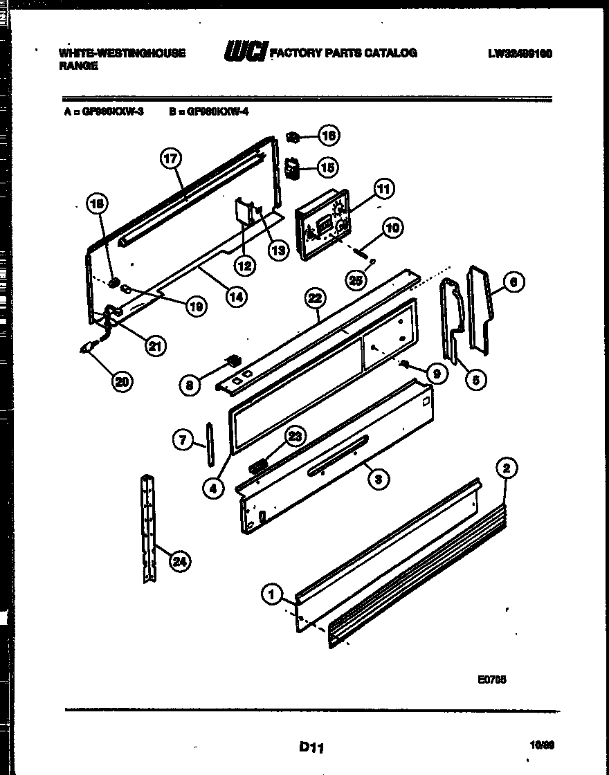 White-Westinghouse GF980KXD3 backguard diagram