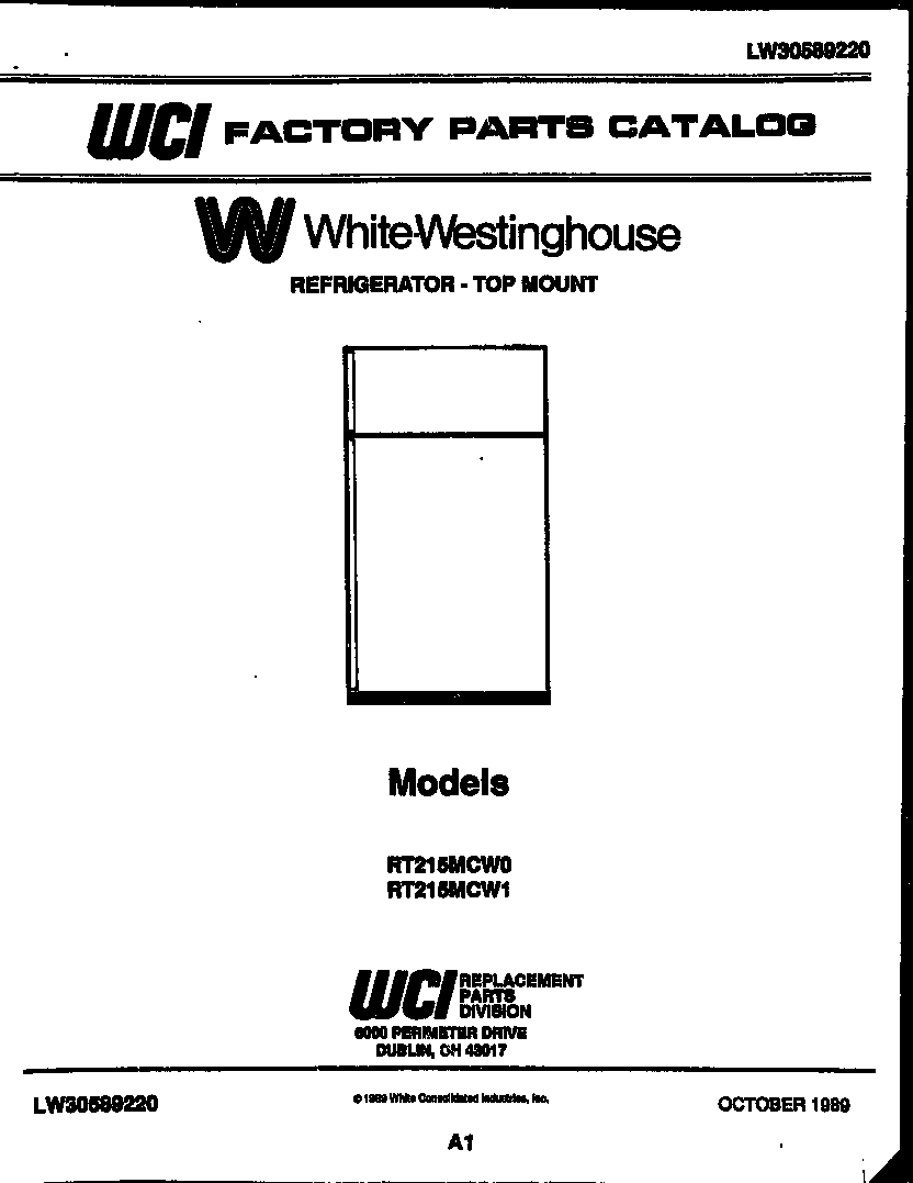 White-Westinghouse RT215MCH1 cover page diagram