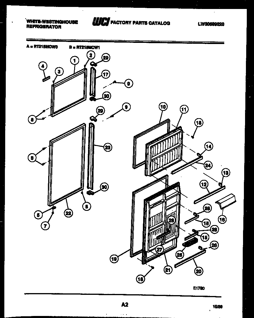 White-Westinghouse RT215MCH1 door parts diagram