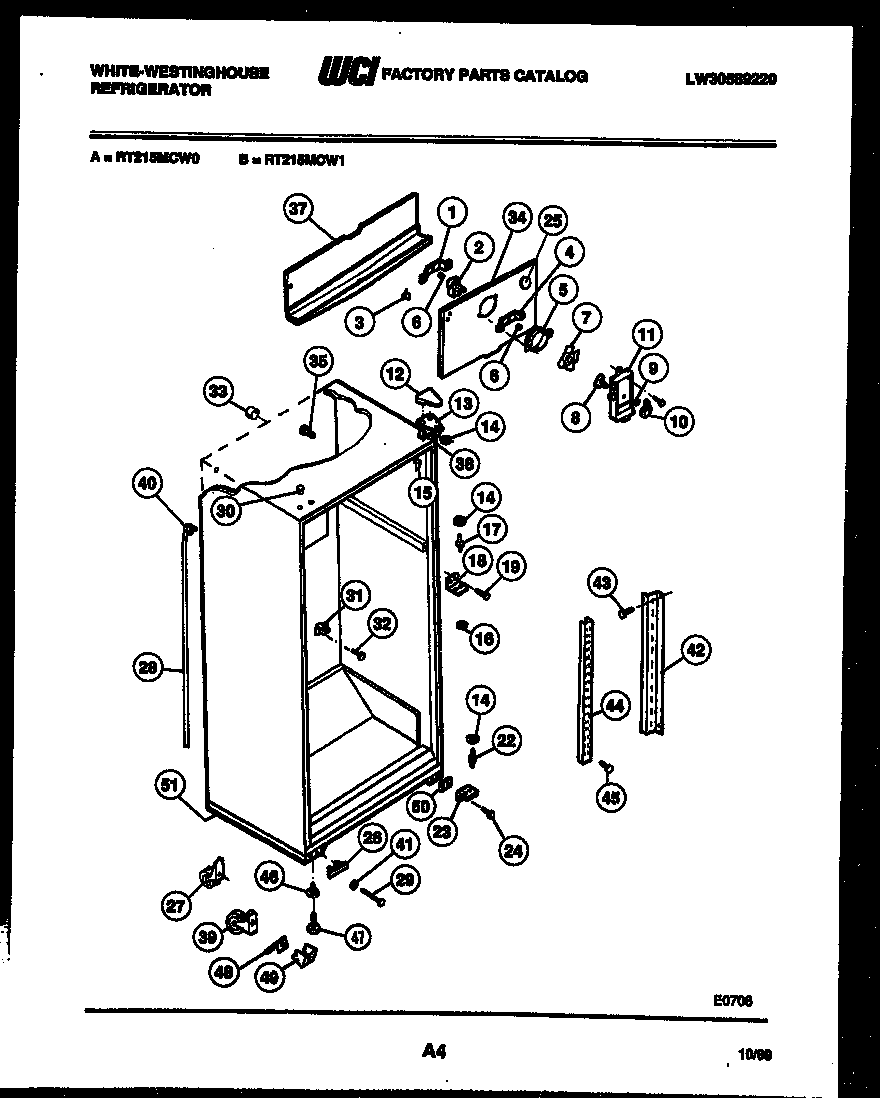 White-Westinghouse RT215MCH1 cabinet parts diagram