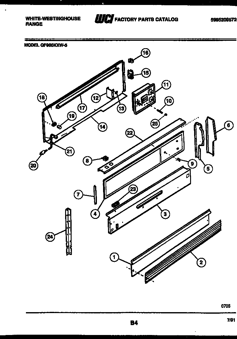 White-Westinghouse GF980KXD5 backguard diagram
