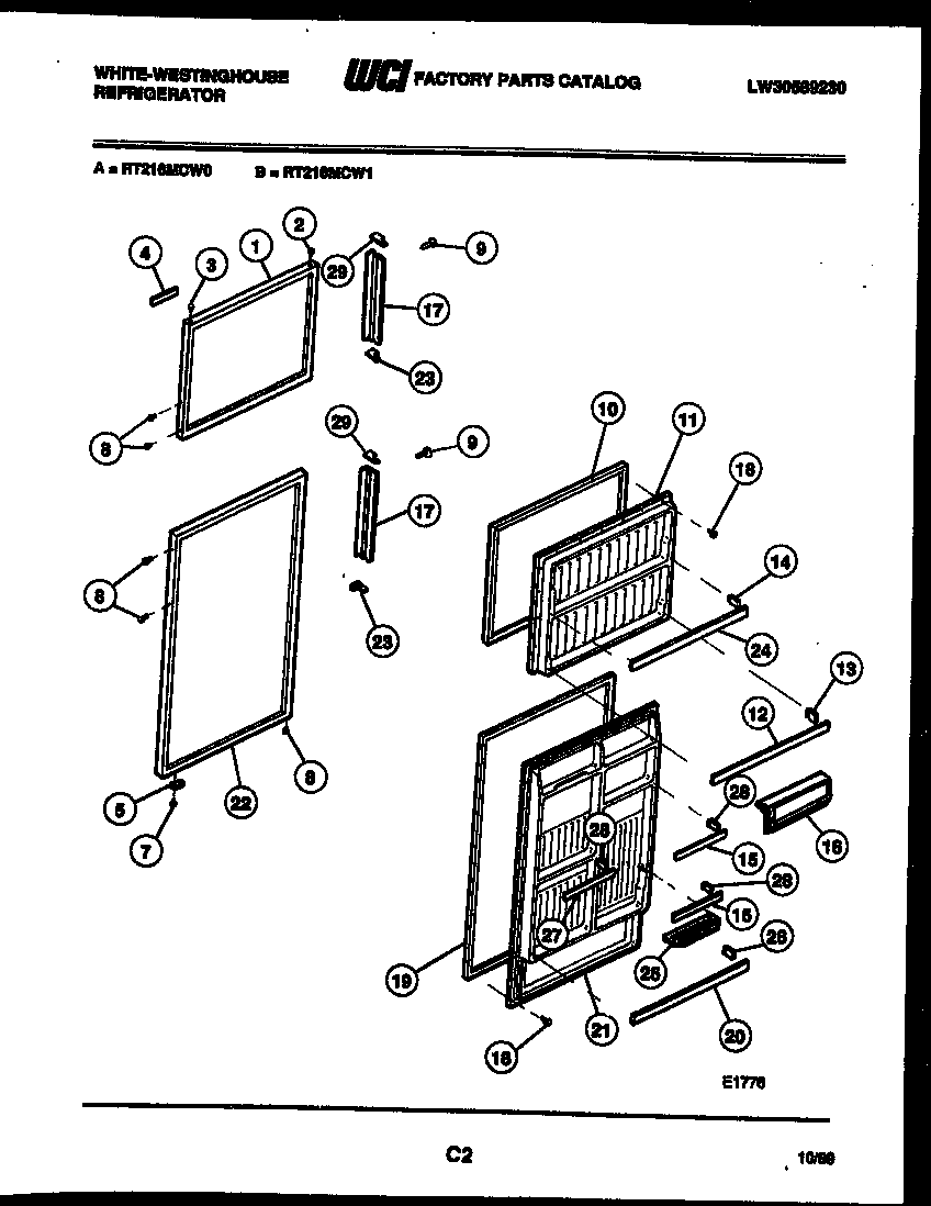 White-Westinghouse RT216MCD0 door parts diagram