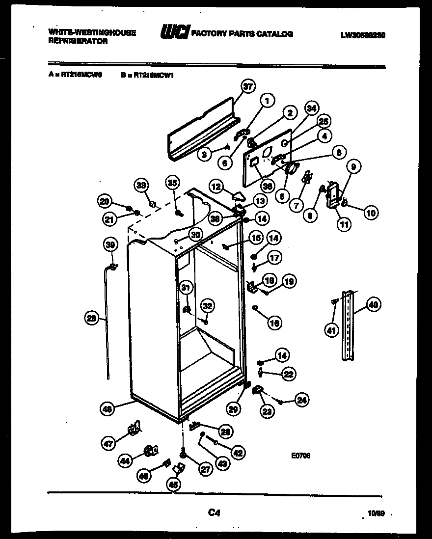 White-Westinghouse RT216MCD0 cabinet parts diagram