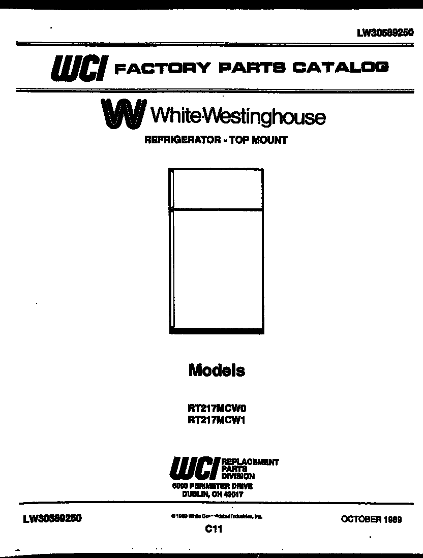 White-Westinghouse RT217MCH1 cover page diagram