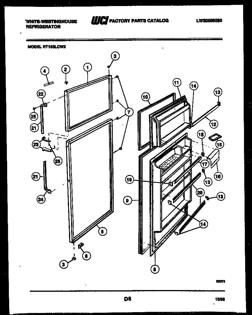 White-Westinghouse RT163LCD2 door parts diagram