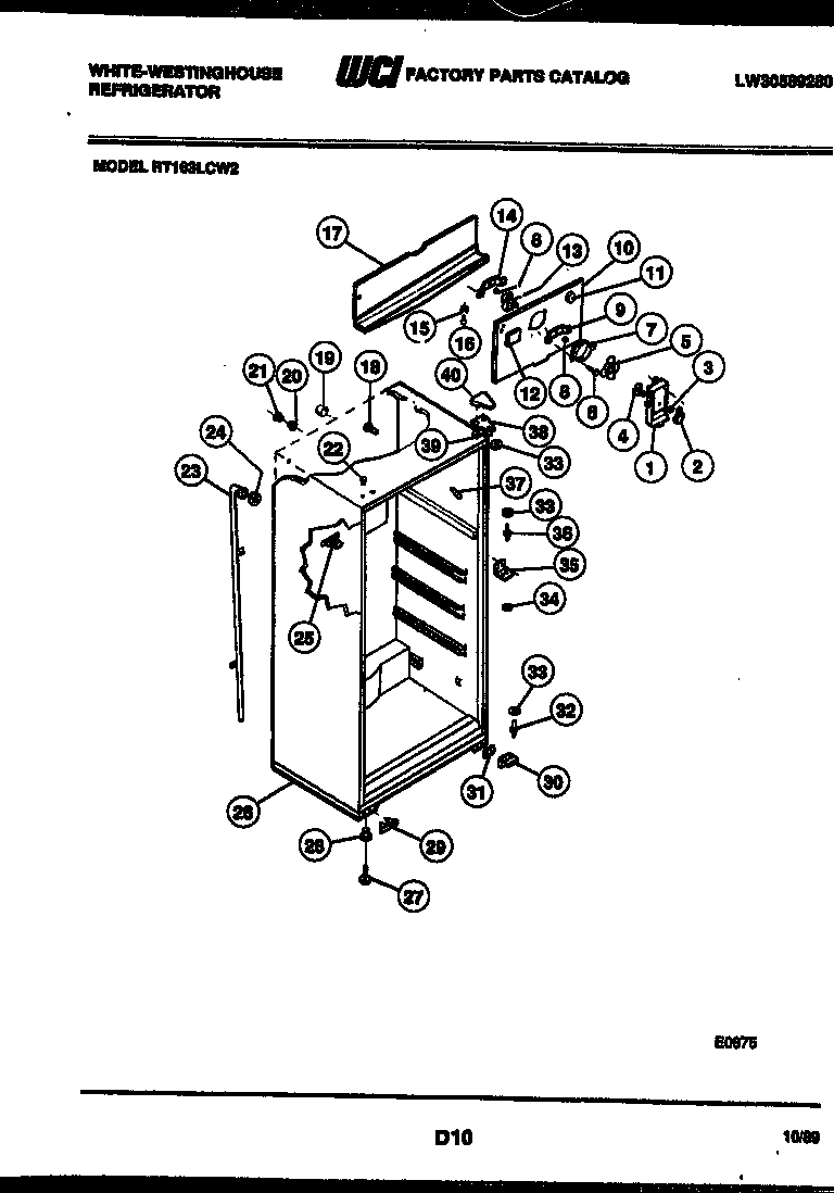 White-Westinghouse RT163LCD2 cabinet parts diagram