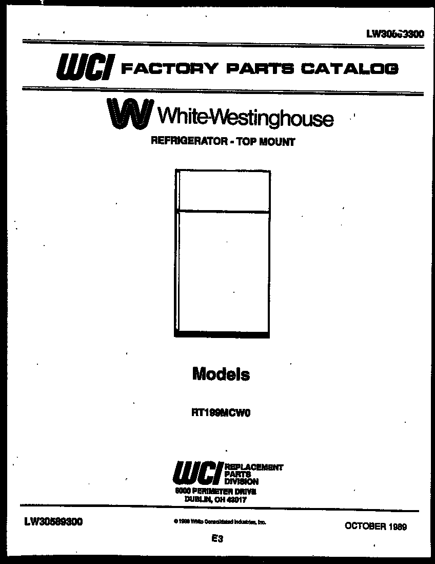 White-Westinghouse RT199MCH0 cover page diagram