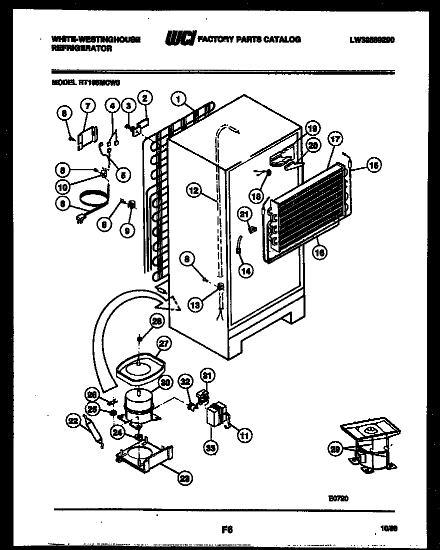 White-Westinghouse RT195MCF0 system and automatic defrost parts diagram