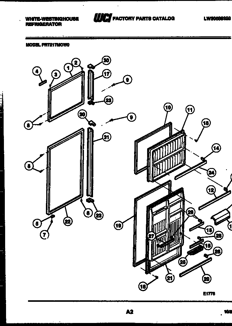 White-Westinghouse PRT217MCW0 door parts diagram