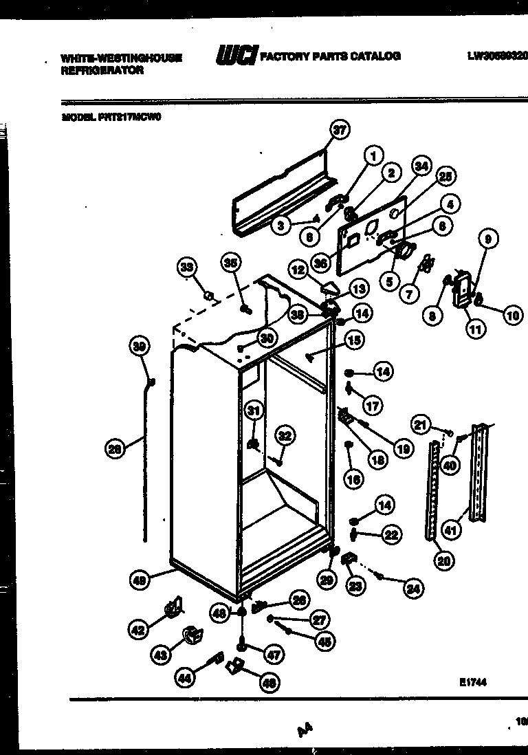 White-Westinghouse PRT217MCW0 cabinet parts diagram