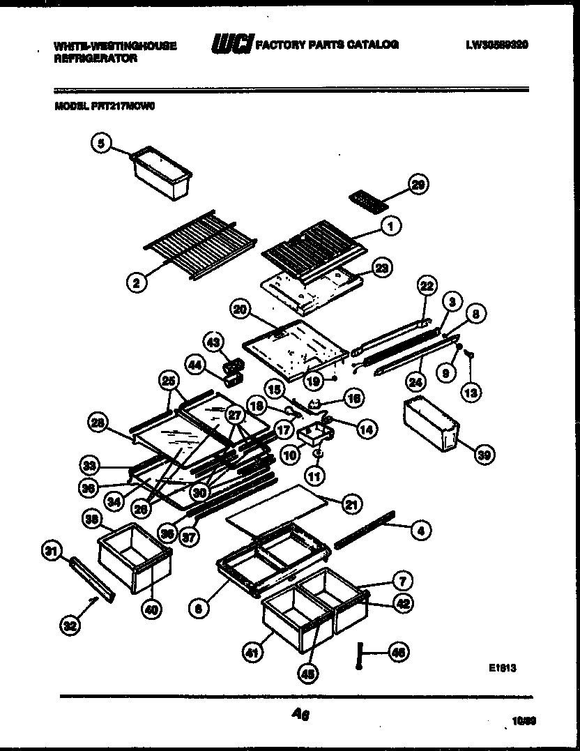 White-Westinghouse PRT217MCW0 shelves and supports diagram