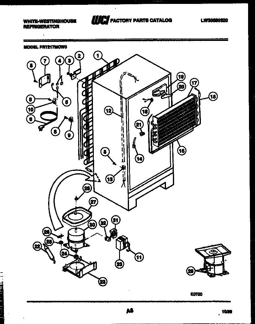 White-Westinghouse PRT217MCW0 system and automatic defrost parts diagram