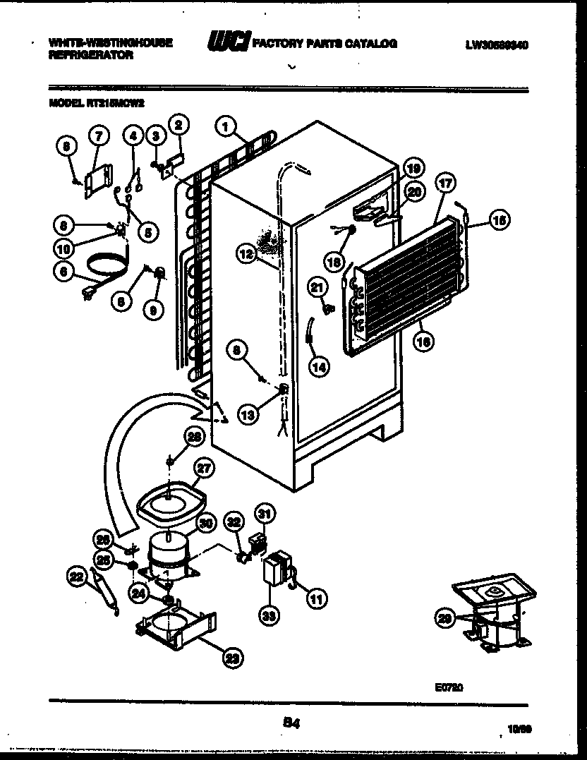 White-Westinghouse RT215MCD2 system and automatic defrost parts diagram