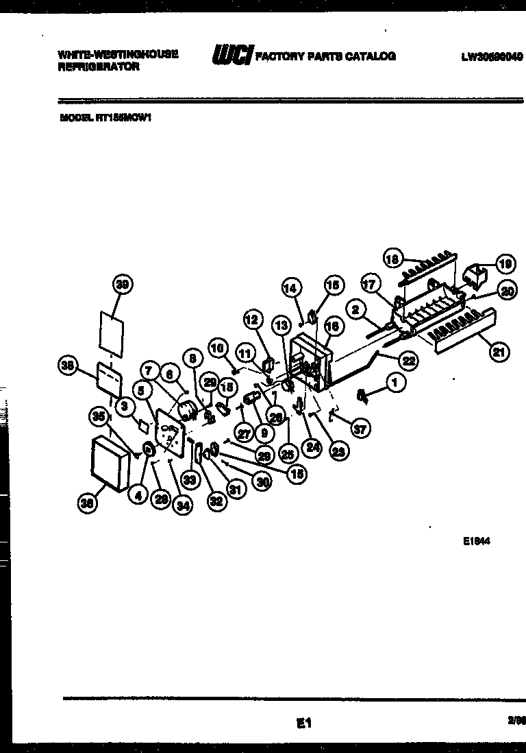 White-Westinghouse RT155MCF1 ice maker parts diagram